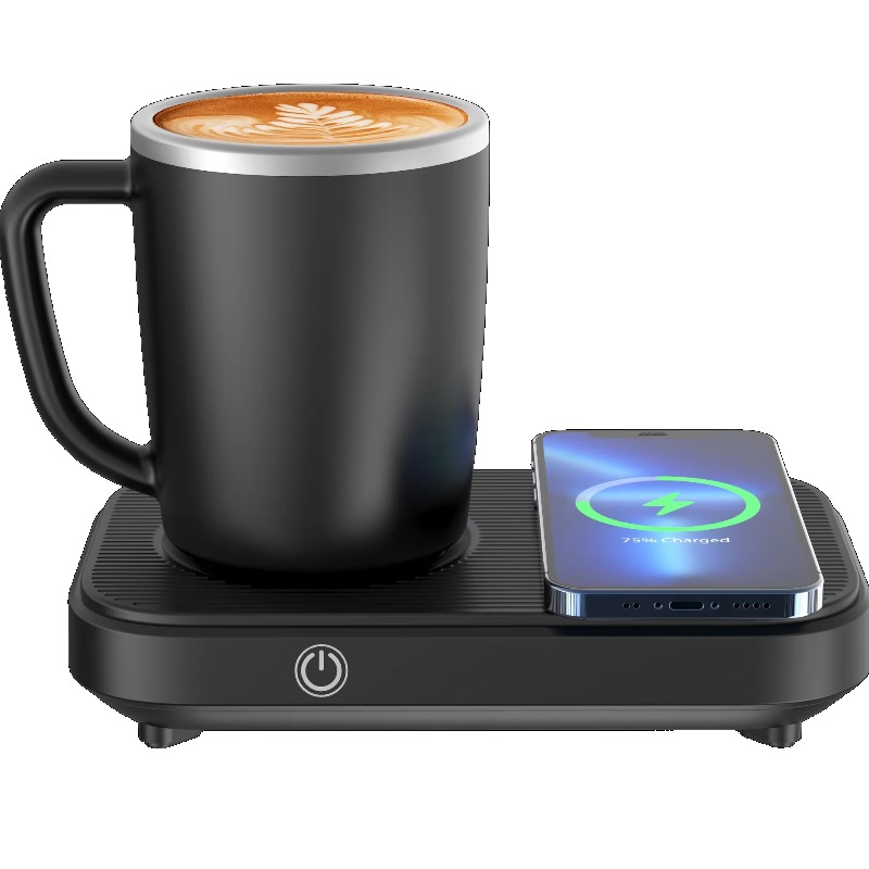 Coffee Equipment Gift Set - スマート55度350mlスクエア型ドリンクウェア自己加熱冷却マグカップ15W高速ワイヤレス充電器付き携帯電話電子機器
