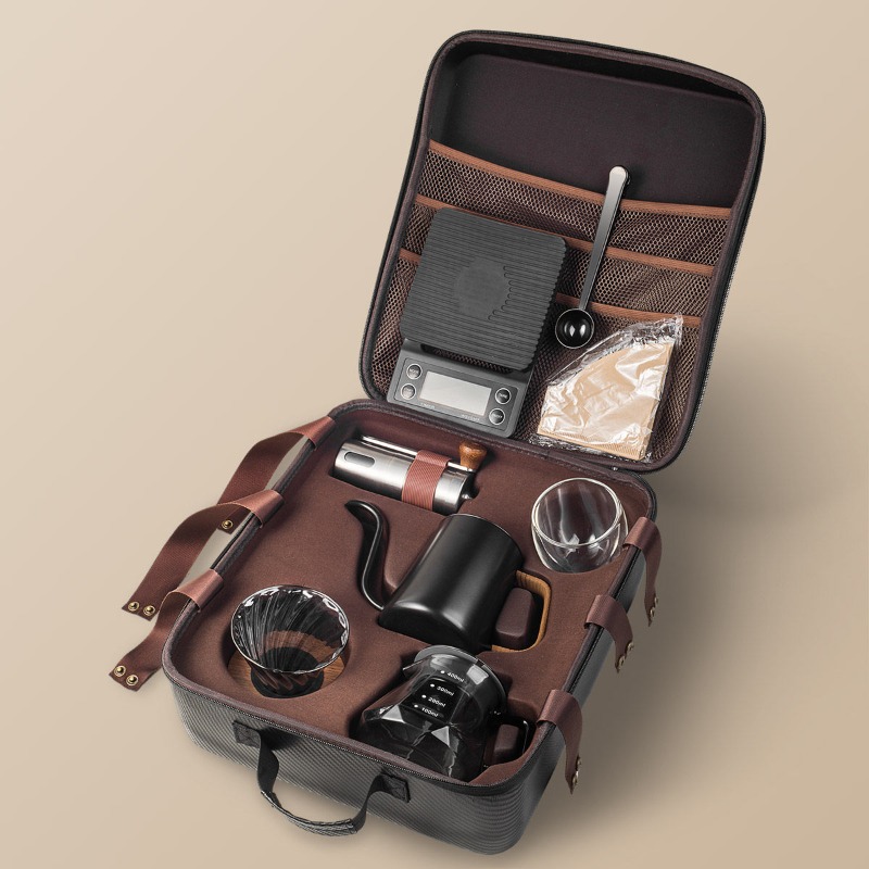 Coffee Equipment Gift Set - 手淹れコーヒーセット アウトドアキャンプ用コーヒー器具 フルセット ポータブルトラベルスーツケースギフトボックス