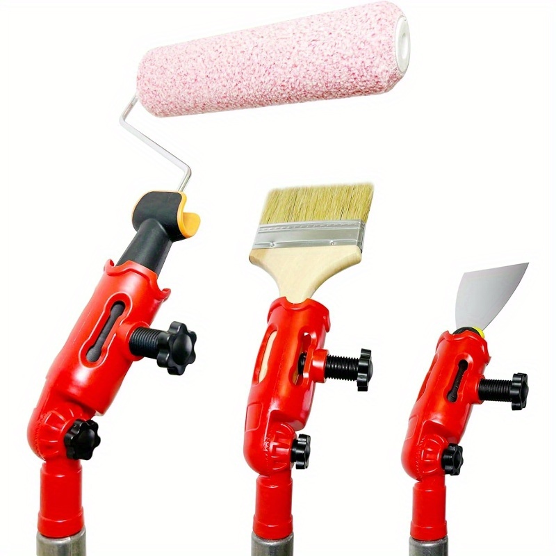 Group Head Brush - 赤色の多角度ペイントローラーエクステンダー（回転式ヘッド付き）、ブラシスクレーパー用ホルダー、高天井壁コーナー塗装ツール