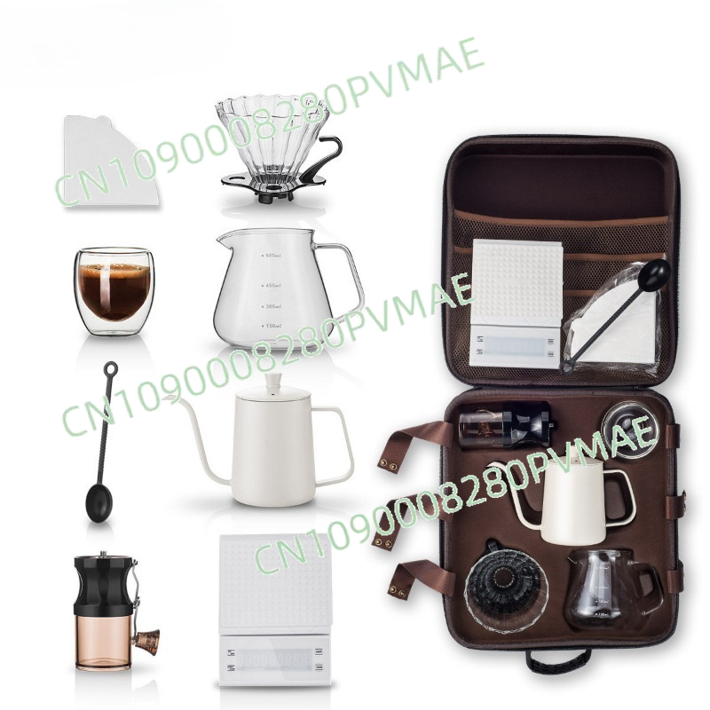 Coffee Equipment Gift Set - 手淹れコーヒーセット アウトドアキャンプコーヒー器具 フルセット ポータブルトラベルスーツケース ギフトボックス