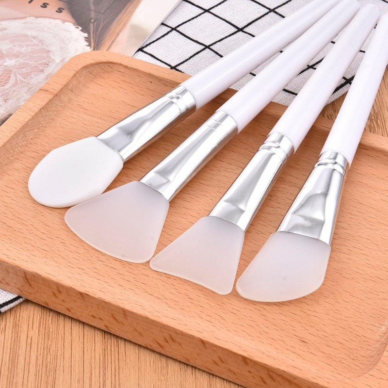 Group Head Brush - 4 ピース/セット白メイクシリコーンフェイシャルマスクブラシプロフェッショナル泥クリームブラシ DIY スキンケアファンデーション化粧品美容ツール