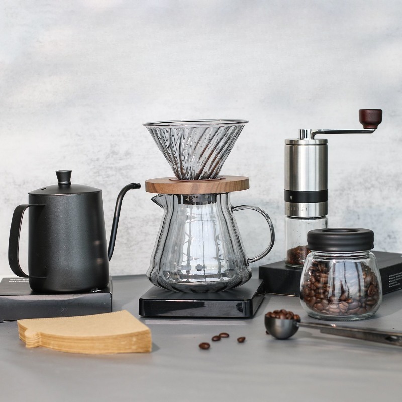 手淹れコーヒーポットセットギフトボックス、家庭用アウトドア用 - Coffee Equipment Gift Set のレビューと価格