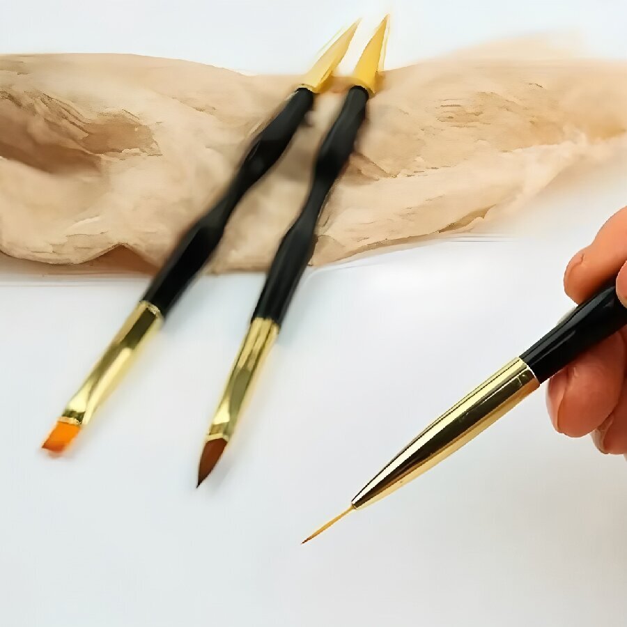極細彫刻、線描、フック＆ループブラシ付きのダブルヘッドネイル - Group Head Brush のレビューと価格