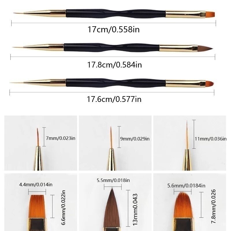 極細彫刻、線描、フック＆ループブラシ付きのダブルヘッドネイル - Group Head Brush のレビューと価格