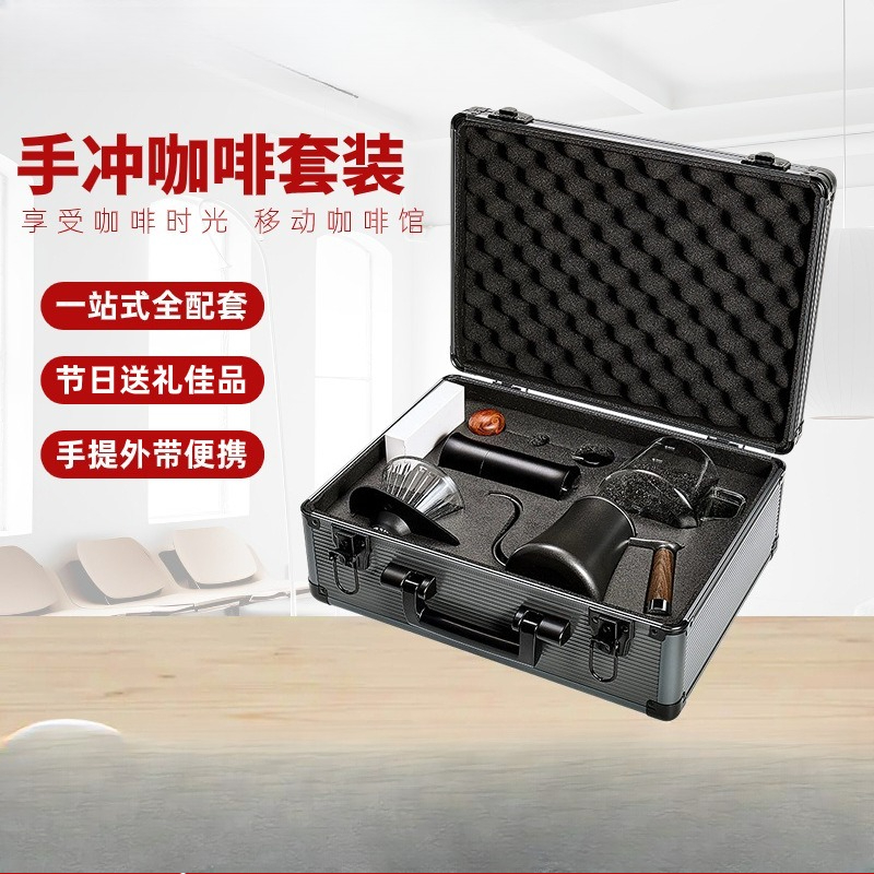 旅行用ポータブル手淹れコーヒー器具セット、豆挽き器フィルター - Coffee Equipment Gift Set のレビューと価格